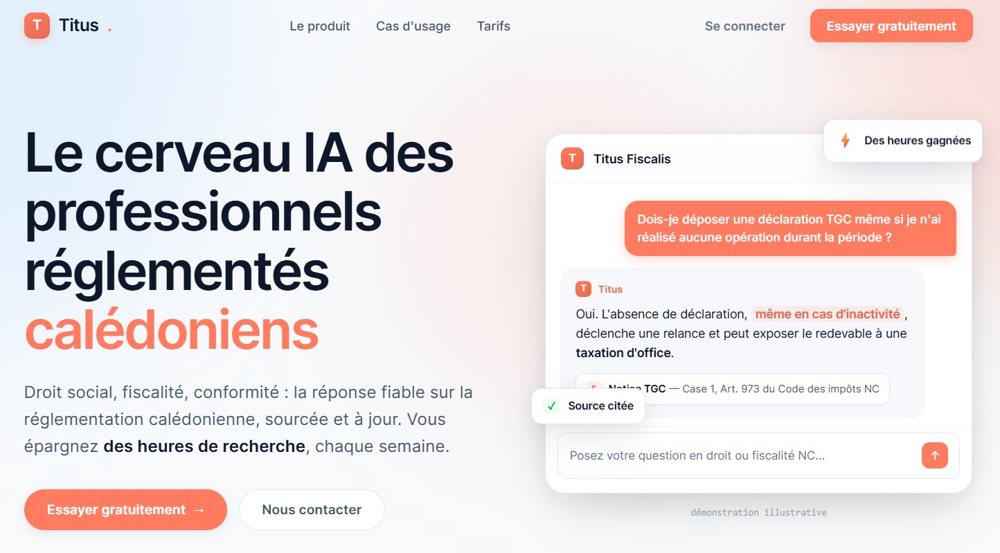 Titus Fiscalis — capture du site titus.nc